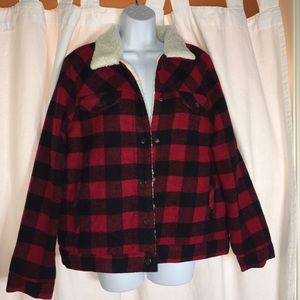 Buffalo Plaid Sherpa Lined Jacket NWOT Large